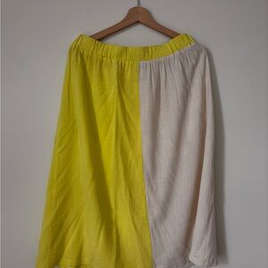 Montreal brand Dagg and Stacey skirt in off-white and neon yellow
